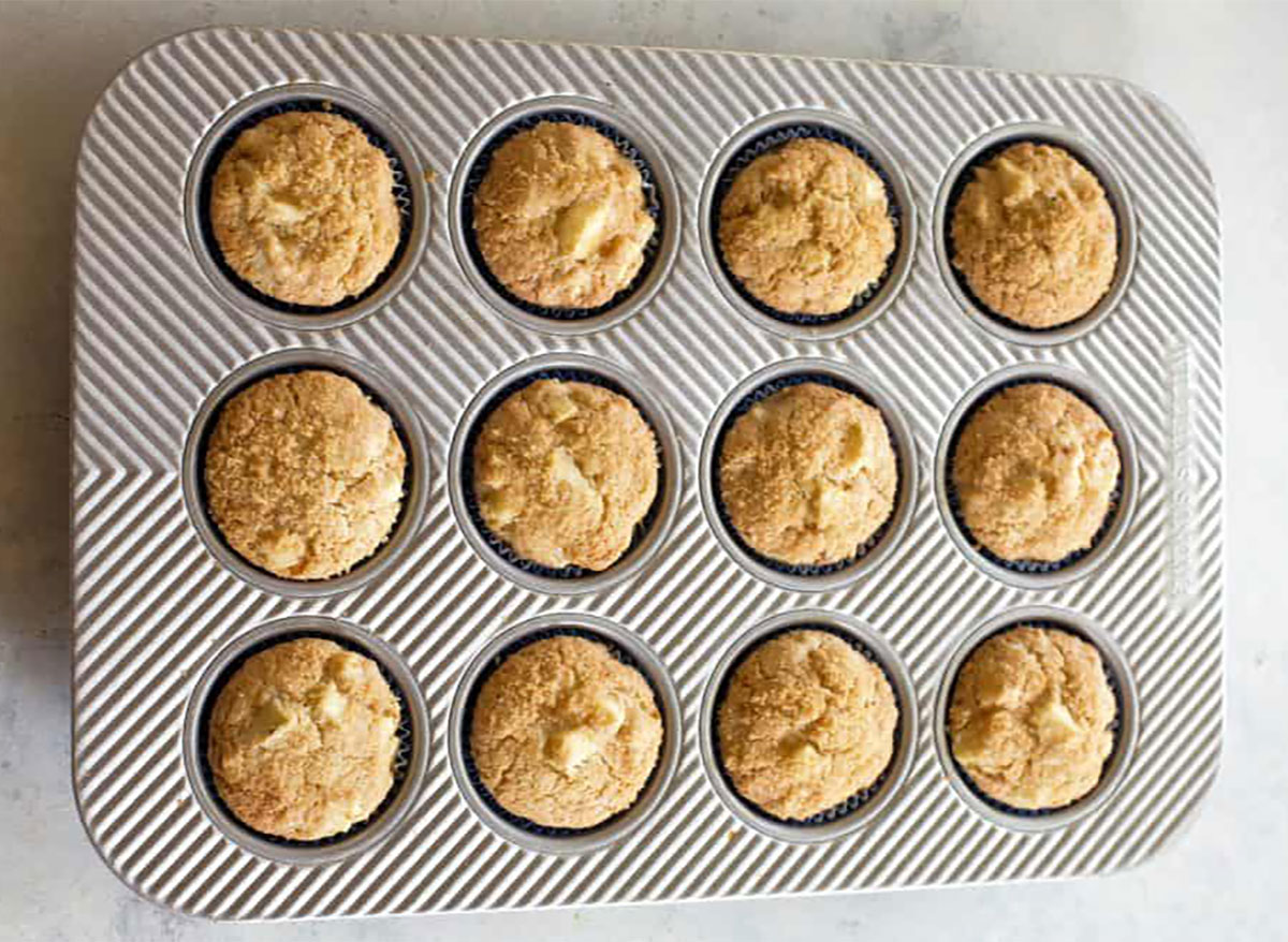 apple muffins in baking tin