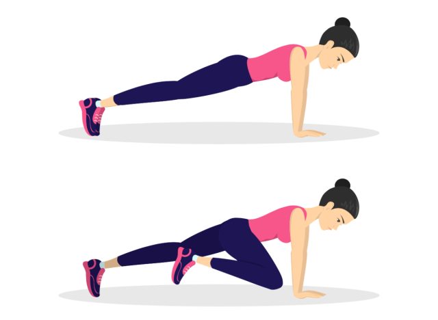 mountain climbers illustration, concept of workouts for love handles