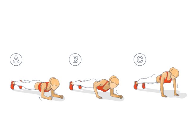 plank to pushup, 10-minute core workouts for instant abs